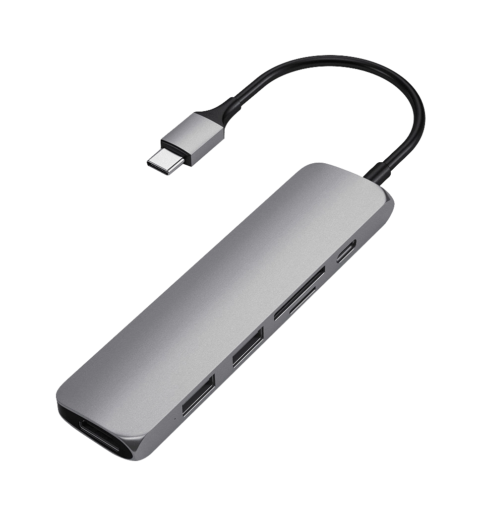 Xaб Satechi Aluminum Type-C Slim Multi-Port Adapter 4K V2 Space Gray (ST-SCMA2M)