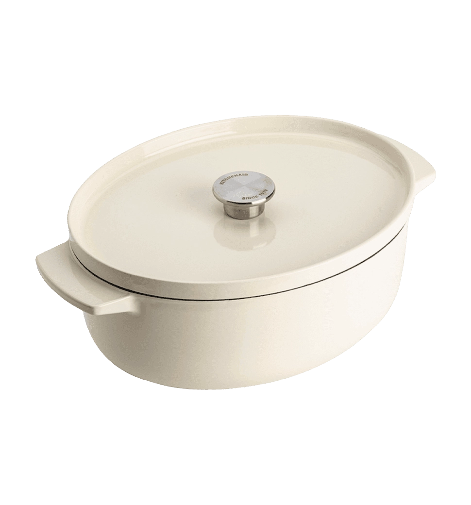 Гусятница чугунная с крышкой KitchenAid, 30 см, 5,6 л, цвет миндальный крем (CC006062-001)