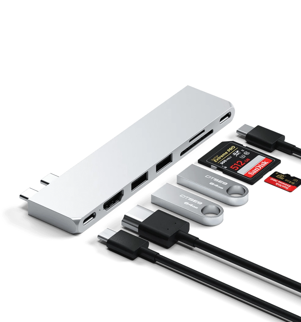 Хаб Satechi Aluminum USB-C Pro Hub Slim Adapter Silver (ST-HUCPHSS)