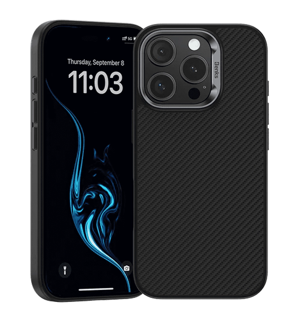Чехол Benks Magnetic Kevlar ArmorPro Case iP16 Pro (600D/Black/Metal Frame)