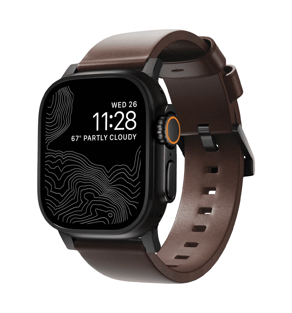 Ремешок Nomad Modern Leather Black Hardware Rustic Brown Horween 46mm/49mm (NM1A4RBM00)