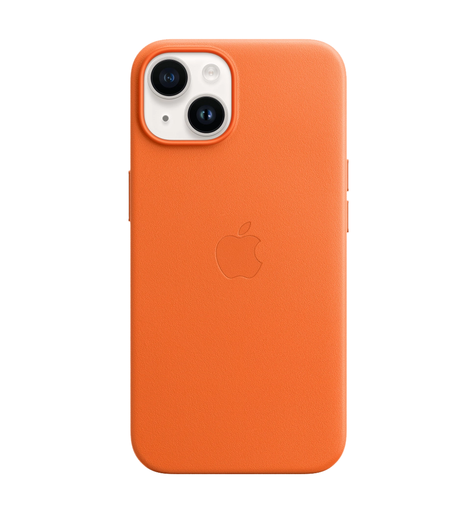 Чохол шкіряний iPhone 14 Leather Case with MagSafe Orange (MPP83) — фото 2