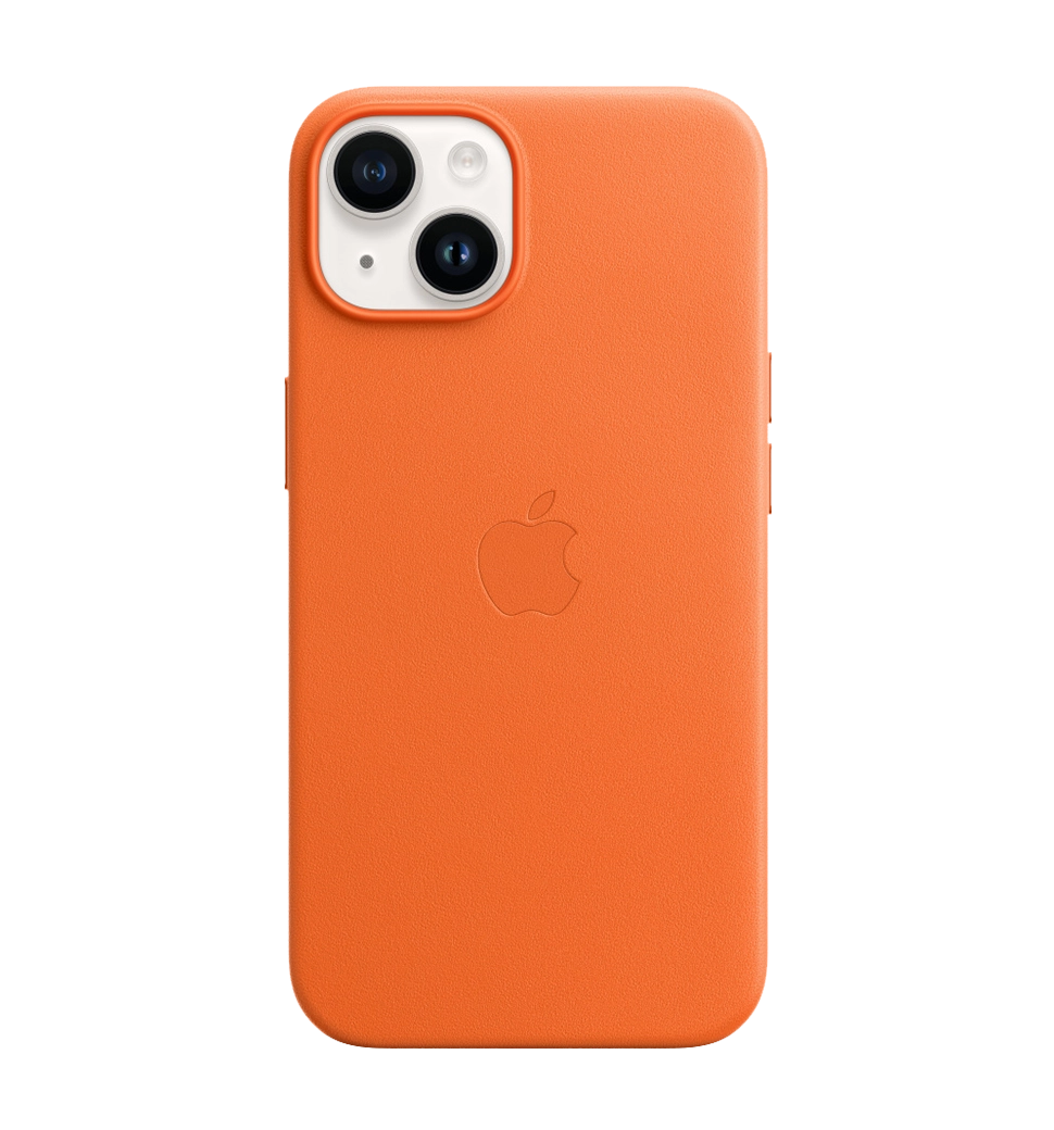 Чехол кожаный iPhone 14 Leather Case with MagSafe Orange (MPP83)