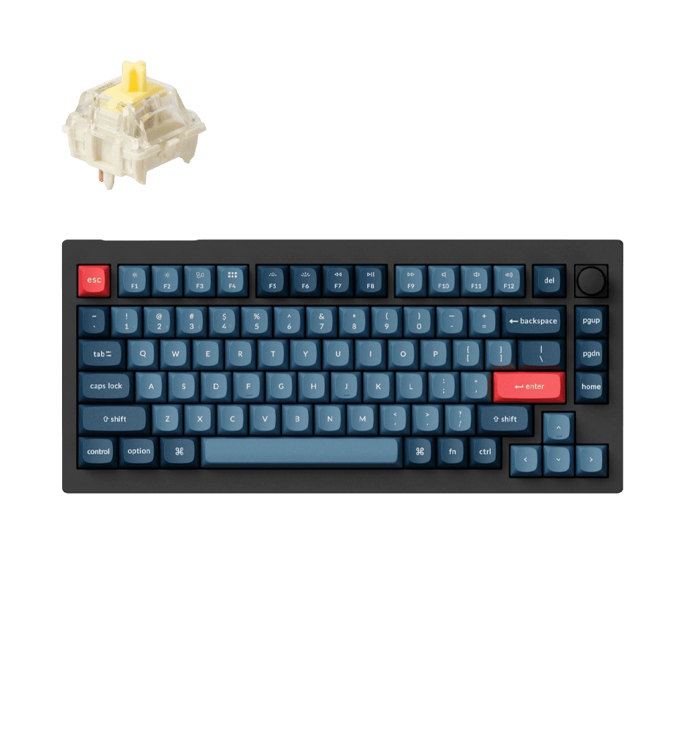 Клавиатура механическая Keychron V1 Max 84Key, Gateron Jupiter Banana, WL/BT/USB-A, QMK, Hot-swap, Knob