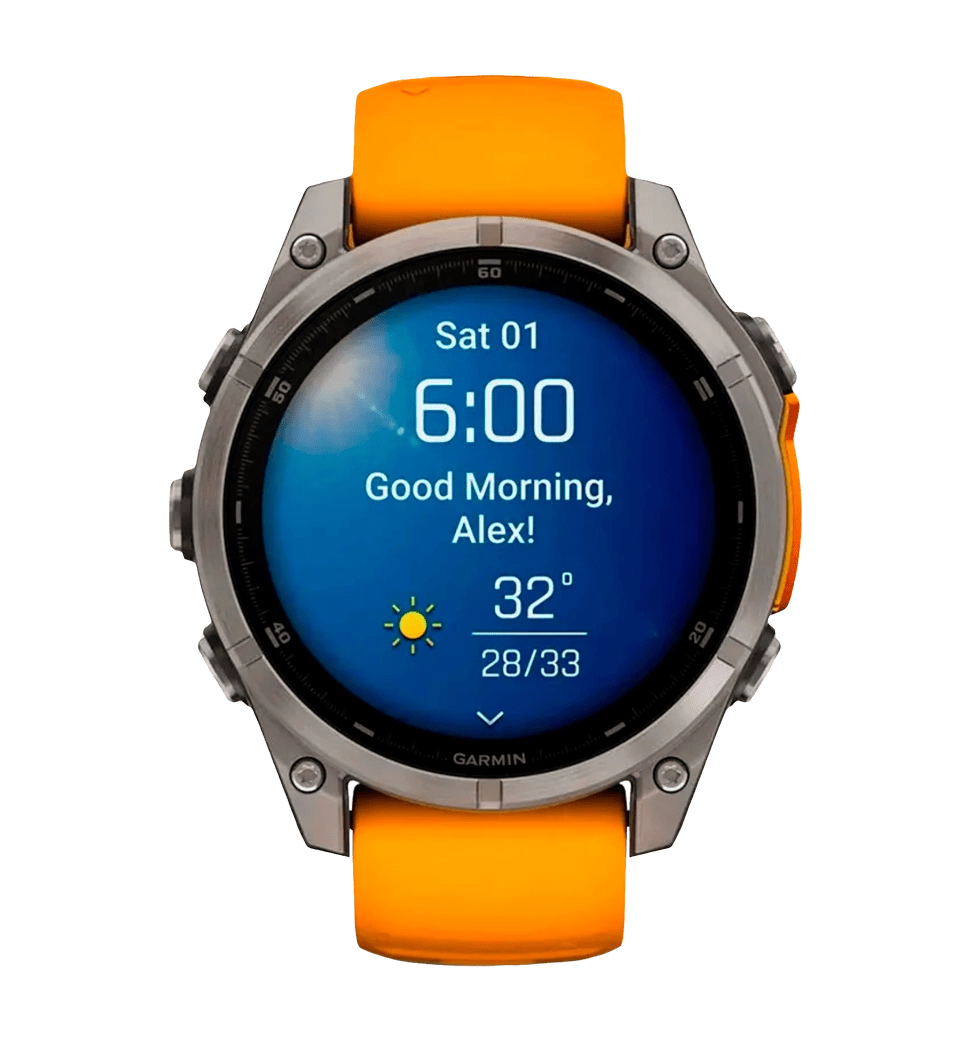 Спортивные часы Garmin Fenix 8 47mm AMOLED Sapphire Titanium w. Spark Orange/Graphite Silicone Band