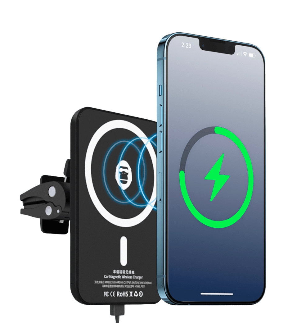 Автодержатель Blueo Car Magnetic Wireless Charger Black (P007-BLK)