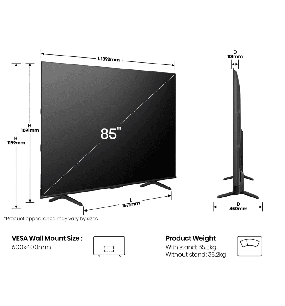 Телевізор Hisense QLED 85" 85E7Q PRO