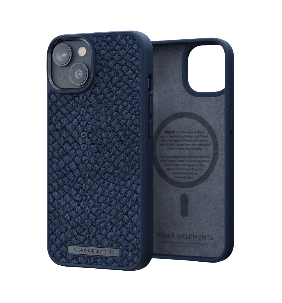 Чехол Njord Salmon Leather MagSafe Case Blue для iPhone 14 Plus (NA42SL01)