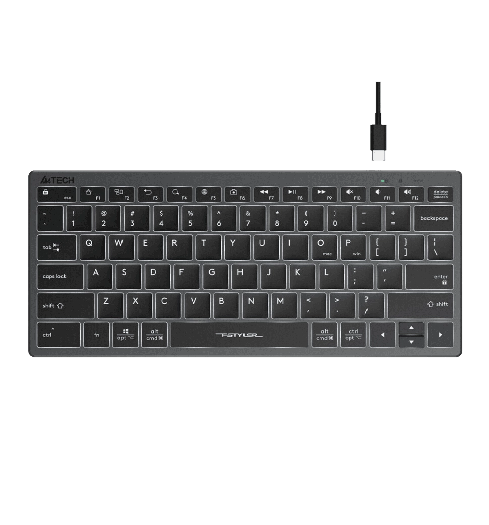 Клавіатура A4-Tech Fstyler FX61, сірий колір, USB, біле підсвічування