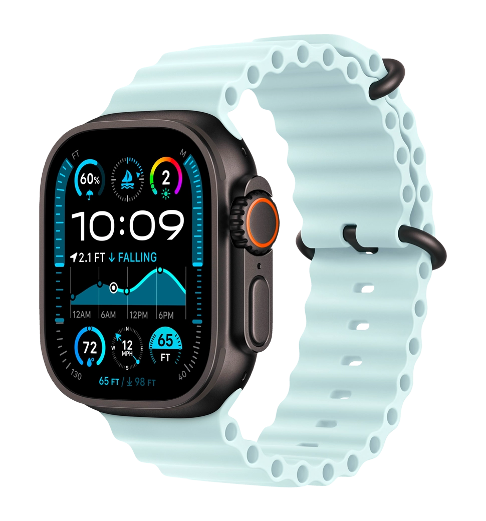 Apple Watch Ultra 2 49mm GPS + LTE Black Titanium Case with Ice Blue Ocean Band (MYTC3, MYP83)