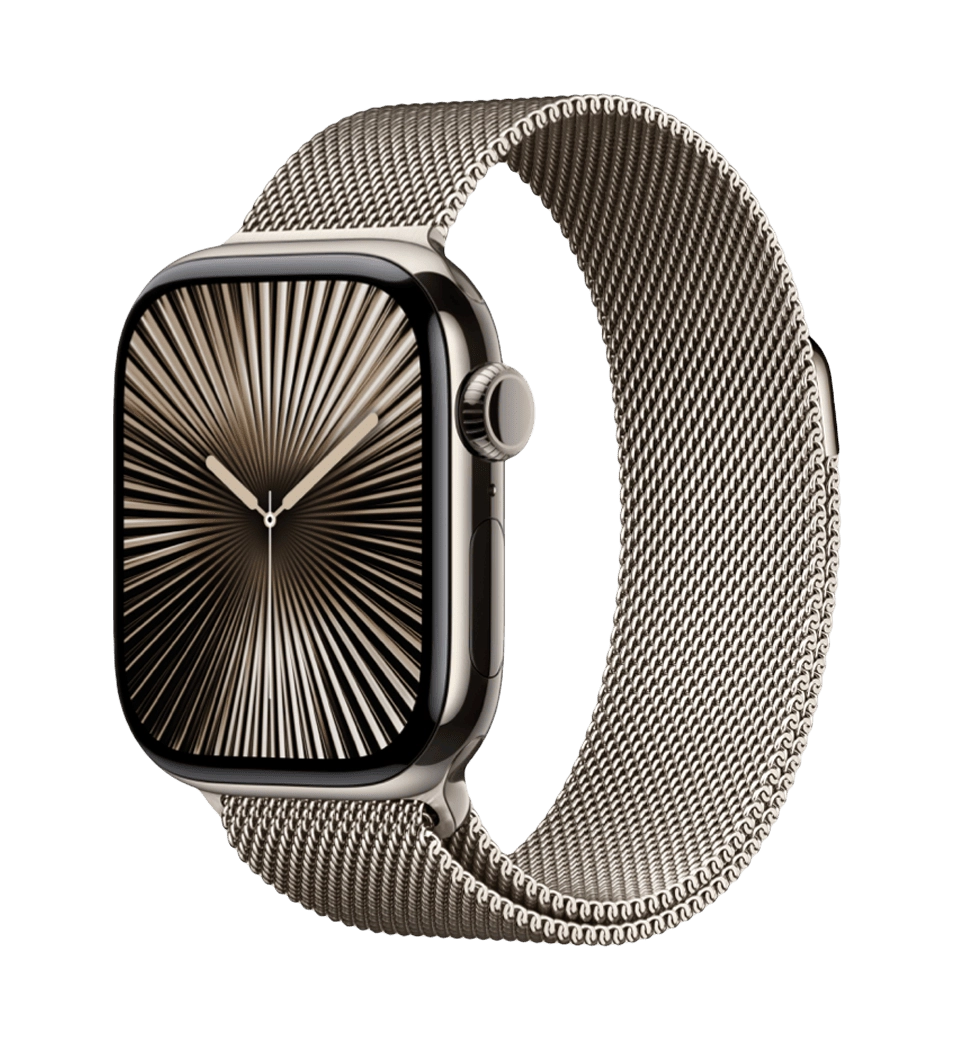 Apple Watch Series 10 42mm Natural Titanium Case with Natural Milanese Loop (MWXF3)