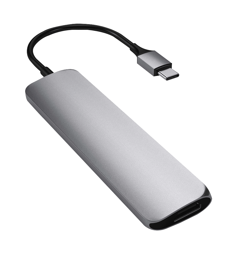 Xaб Satechi Aluminum Type-C Slim Multi-Port Adapter 4K V2 Space Gray (ST-SCMA2M)