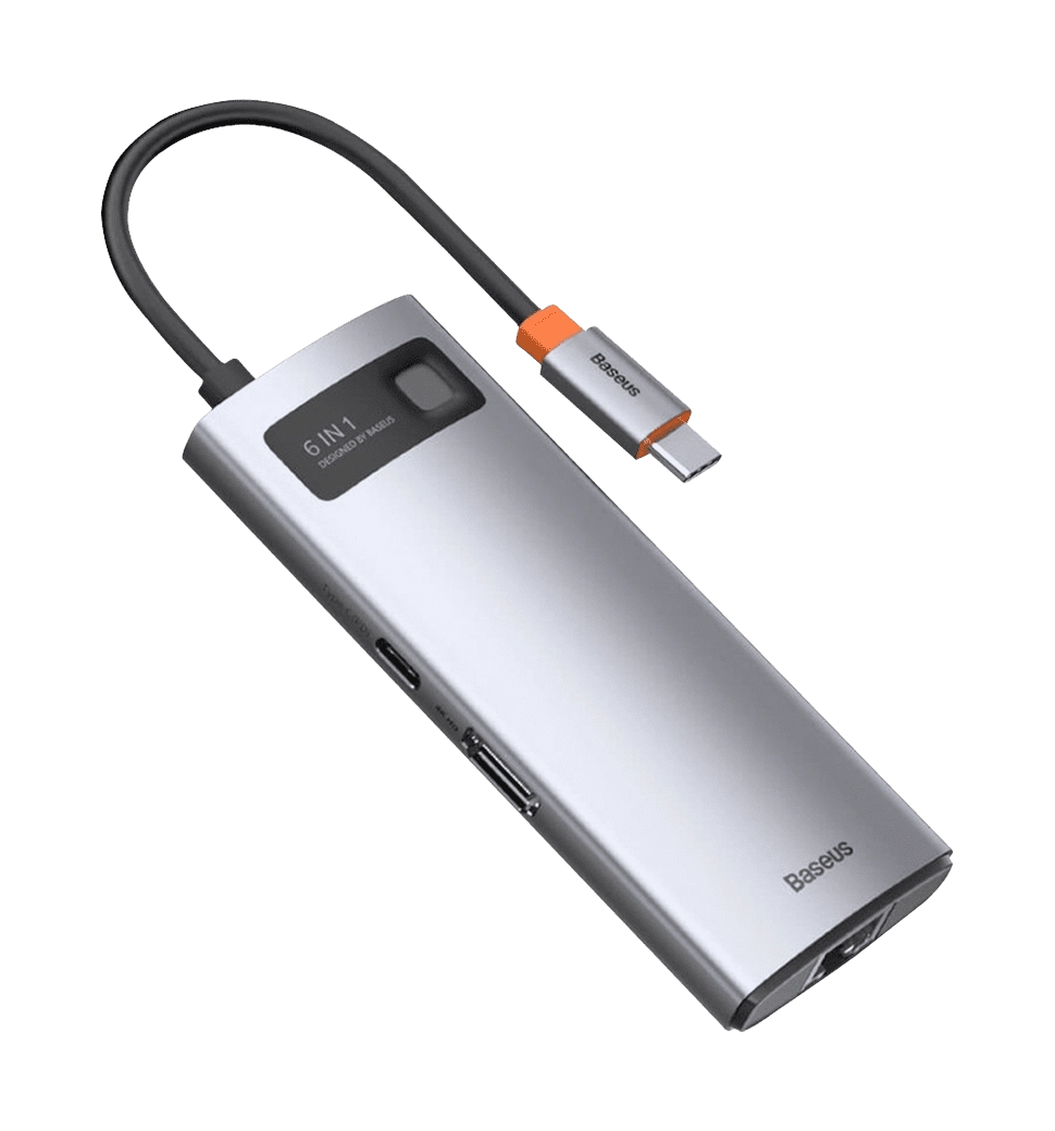 Хаб Baseus Multifunctional Metal Gleam 6- in-1 Type-C (Gray) (CAHUB-CW0G)