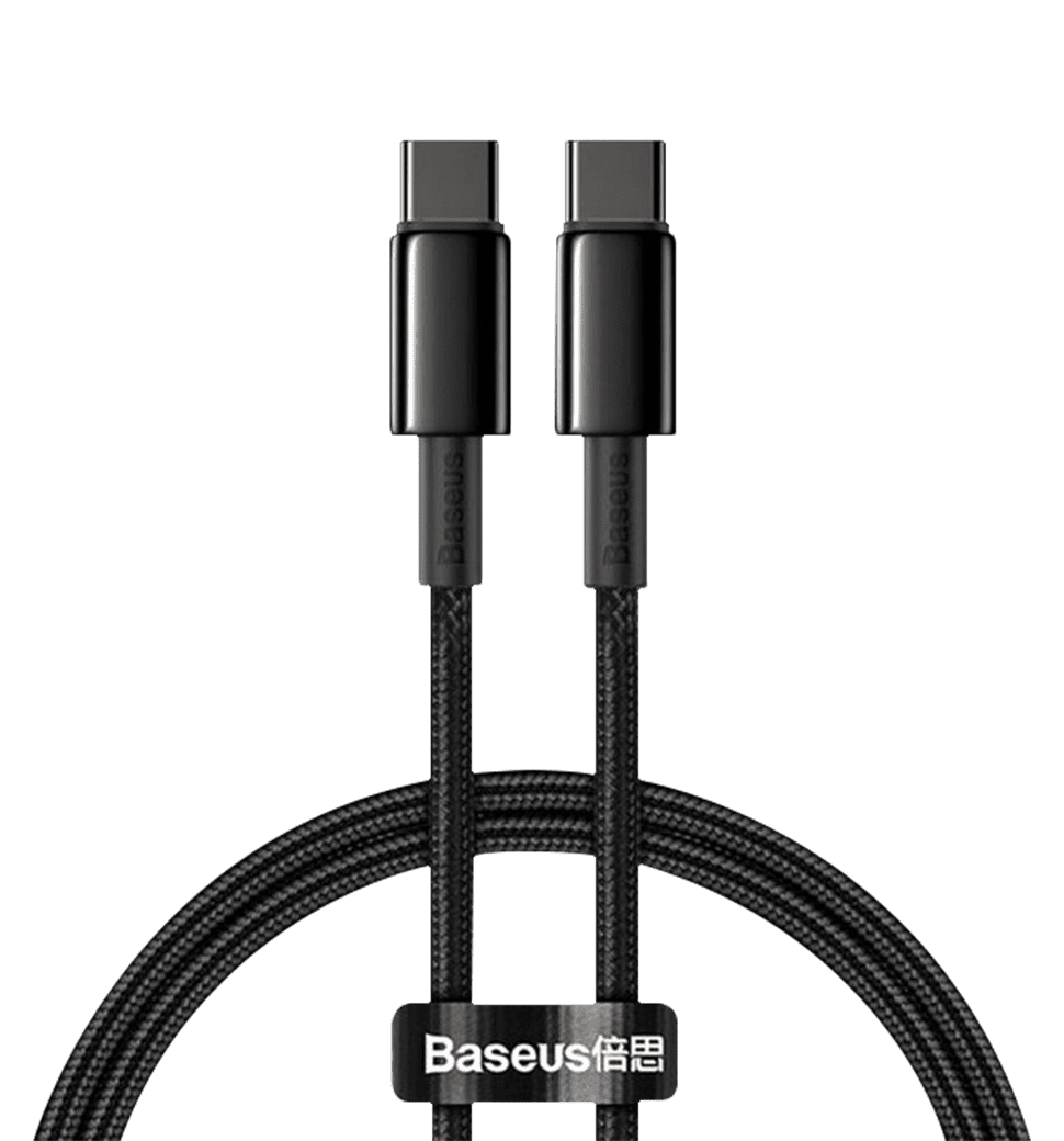 Кабель Baseus Tungsten Gold Type-C to Type-C 100W (2m) (black) (CATWJ-A01)