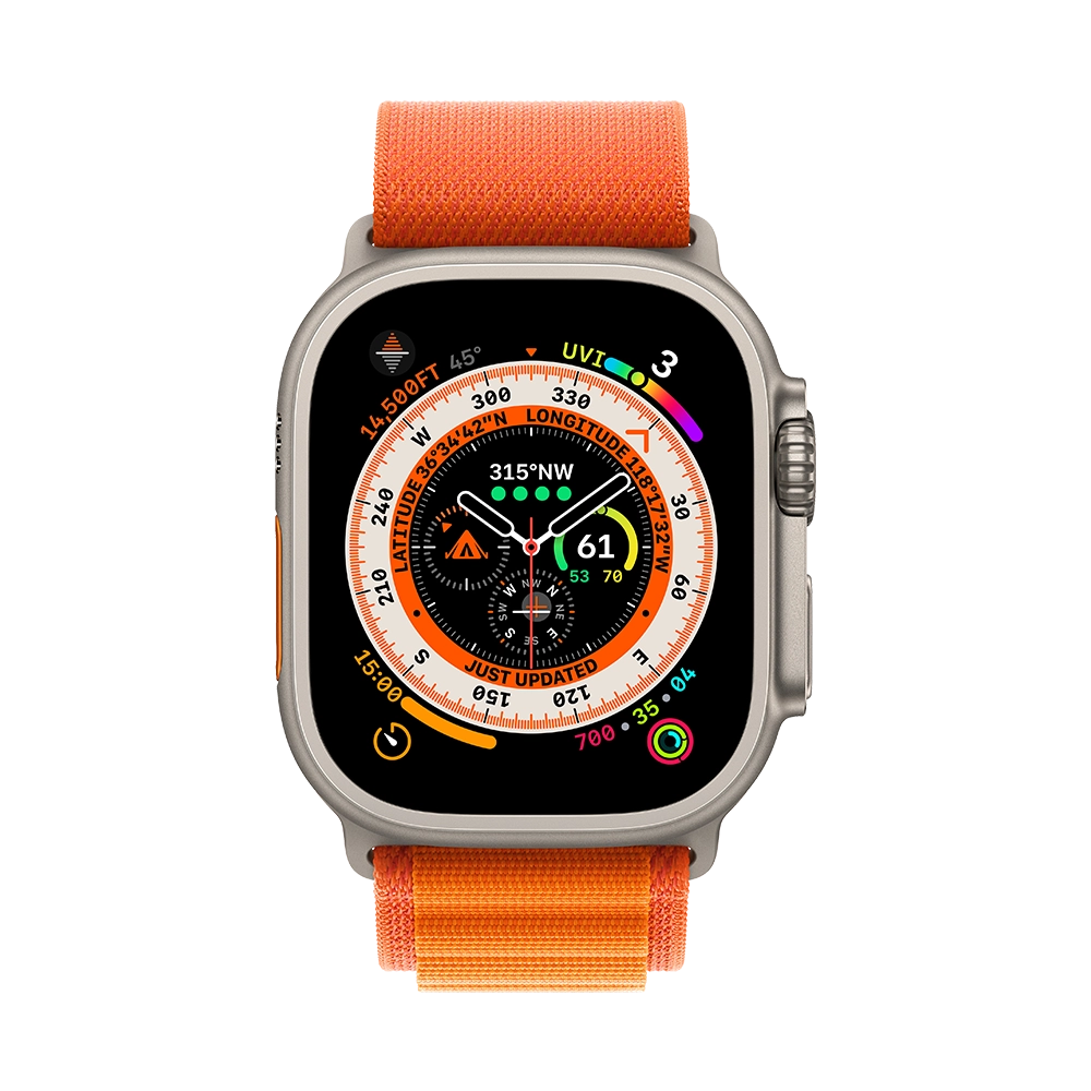 Смарт-годинник Apple Watch Ultra 49mm Titanium Case with Orange Alpine Loop - Large (MQFM3)