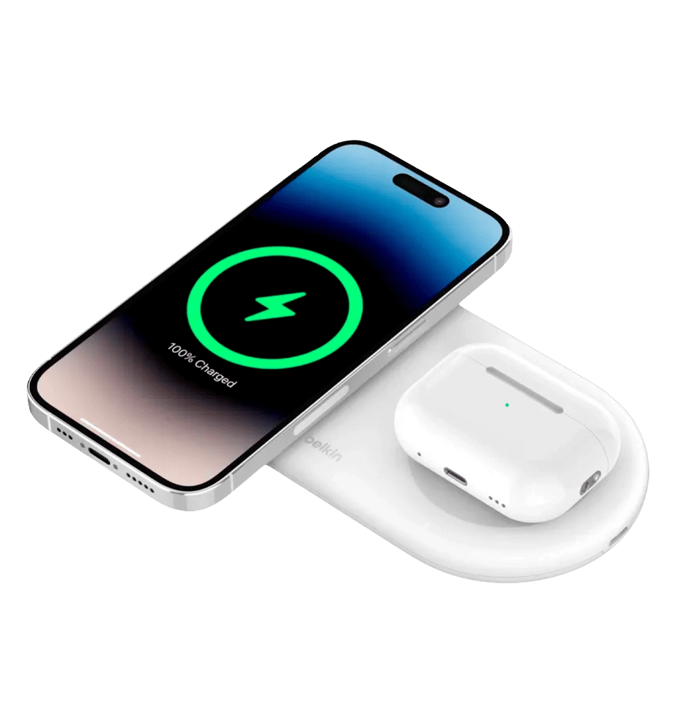 Беспроводное зарядное устройство Belkin 2в1 15Вт Pad Qi2, белый