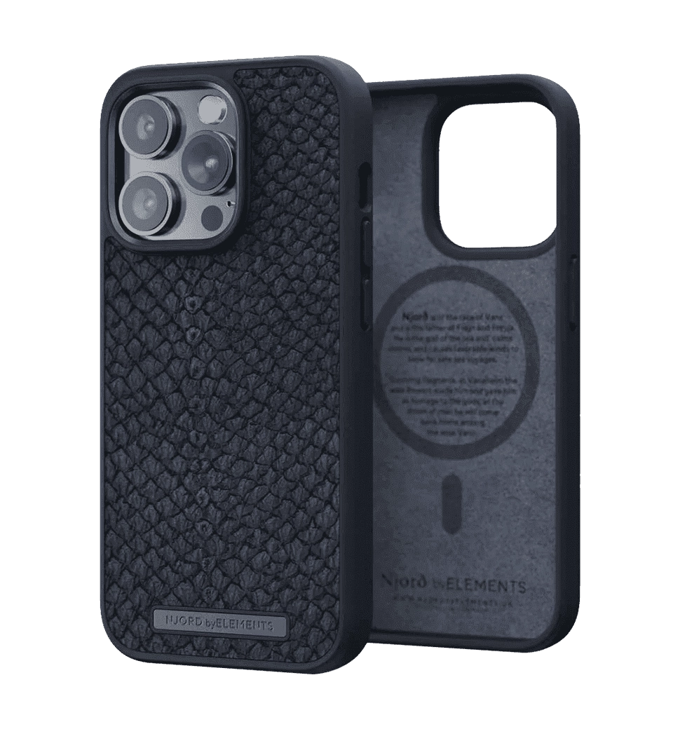 Чехол Njord Salmon Leather MagSafe Case Black для iPhone 14 Pro (NA43SL00)