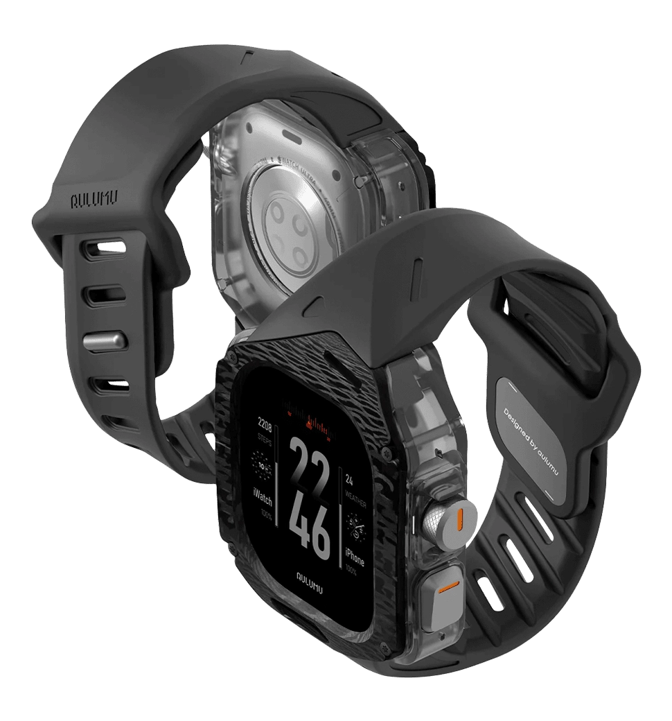 Ремінець AULUMU Carbon Fiber Cover+Orange Band  titanium+black A01-CF-OG