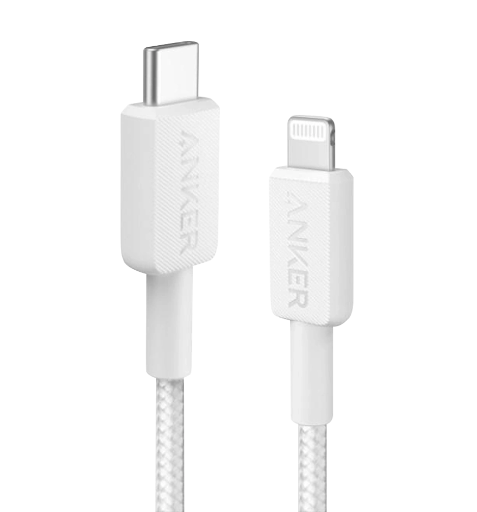 Кабель ANKER 322 USB-C to Lightning - 0.9m Nylon (Белый)