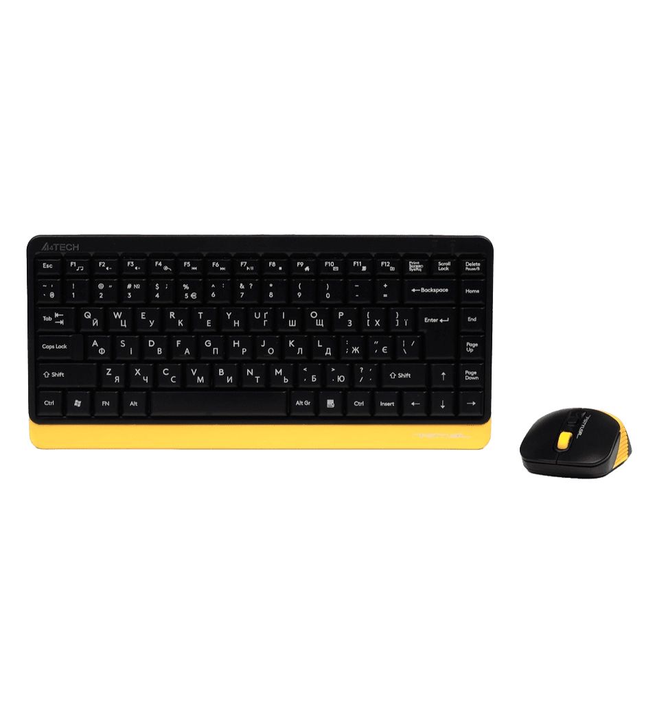 A4Tech Fstyler FG1110, комплект беспроводной клавиатура с мышью, черный+желтый цвет