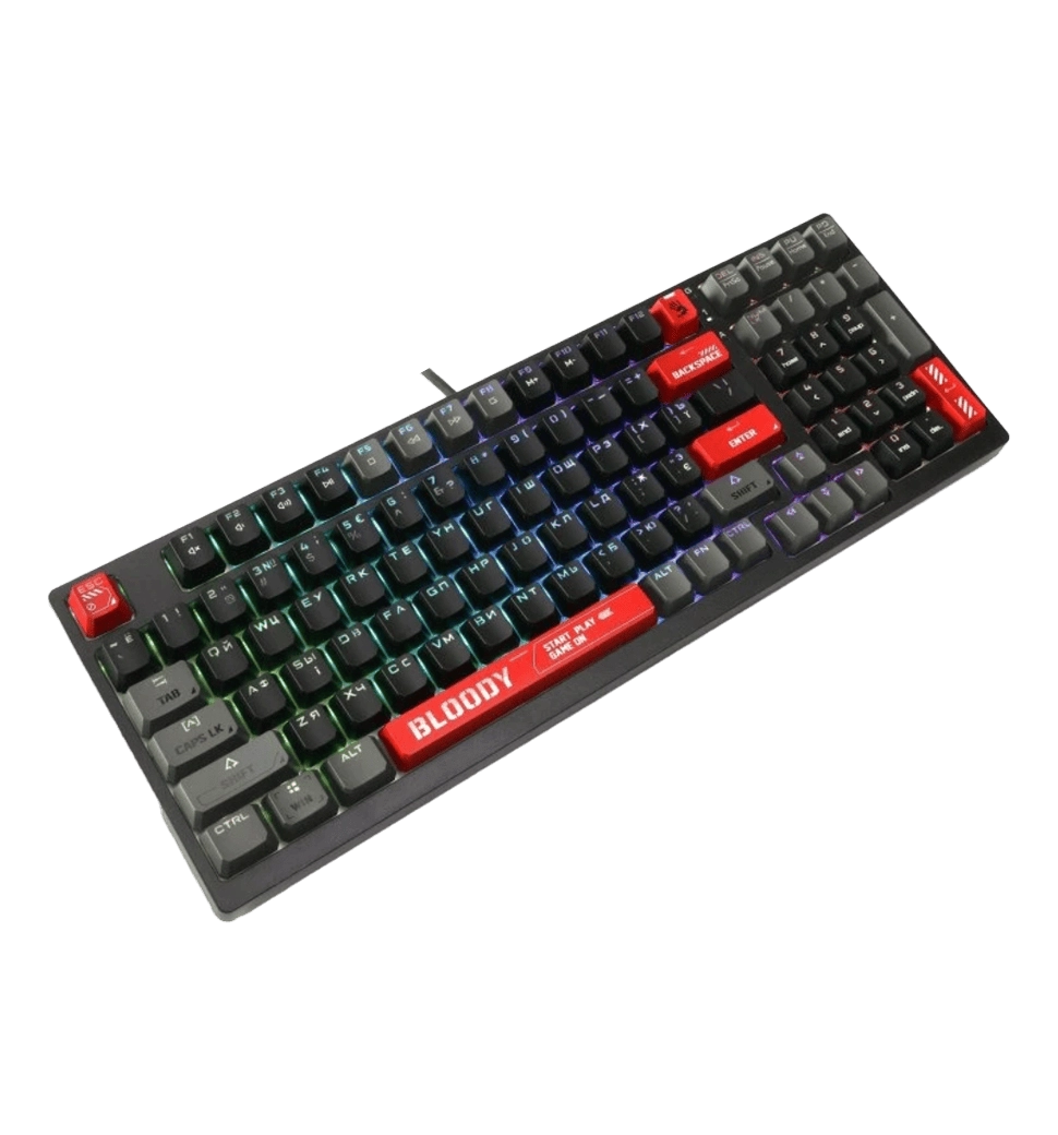 Механічна клавіатура A4Tech Bloody S98, червоні світчі, RGB підсвічування клавіш, USB, чорно-червони