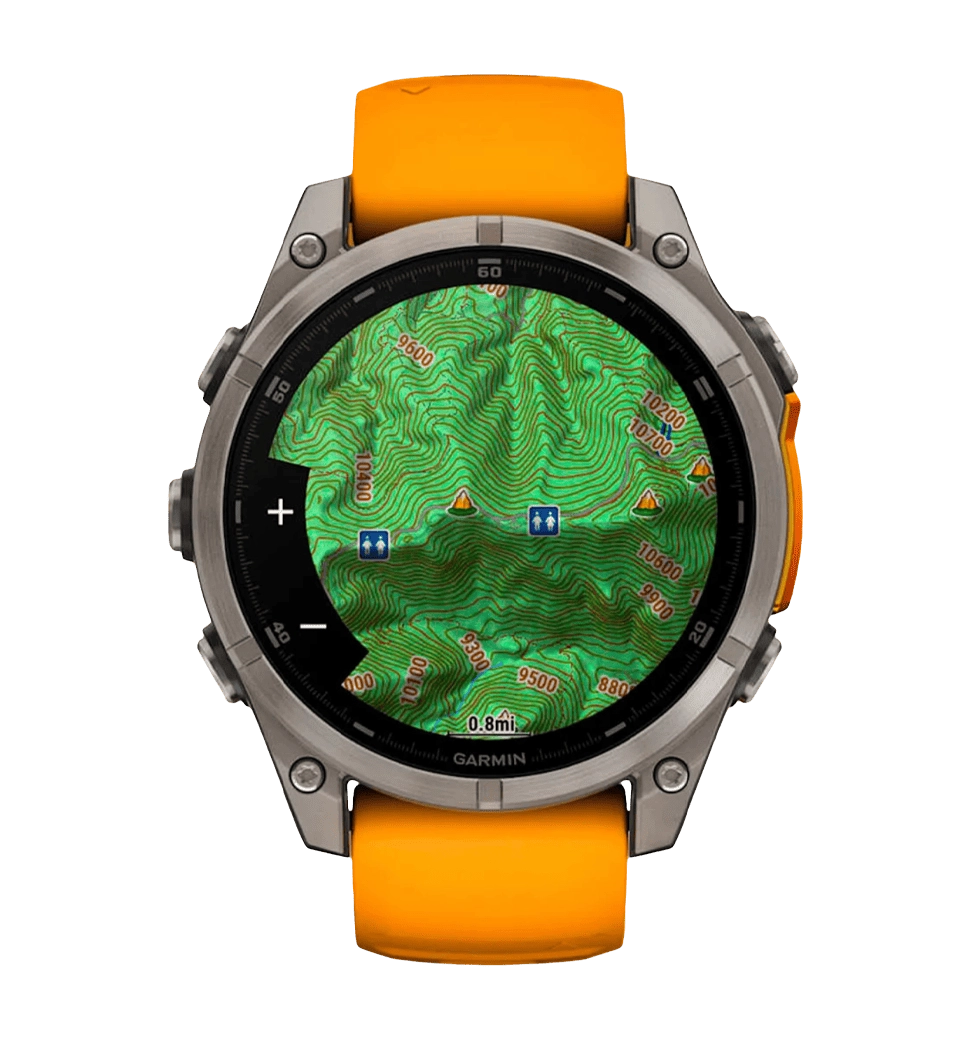 Спортивные часы Garmin Fenix 8 51mm AMOLED Sapphire Titanium w. Spark Orange/Graphite Silicone Band (010-02905-10/11) UA