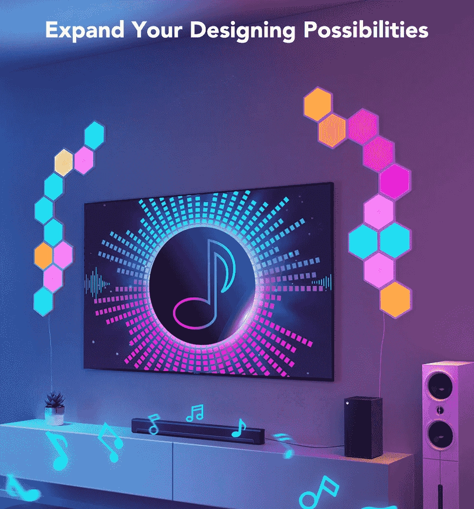 Набір настінних світильників Govee H6061 Glide Hexa Light Panels, 10шт, RGBIC, WI-FI/Bluetooth, білий
