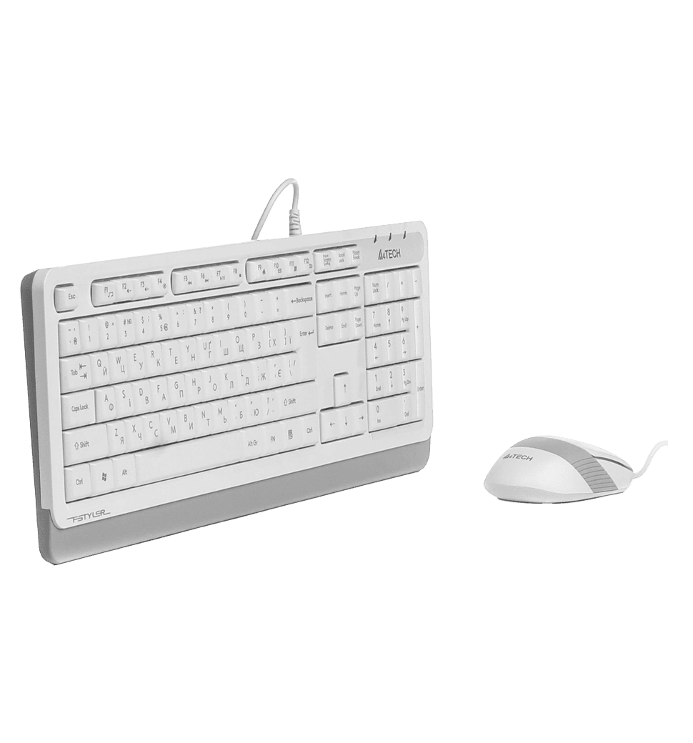 A4Tech Fstyler F1010, комплект дротовий клавіатура з мишою, USB, білий колір