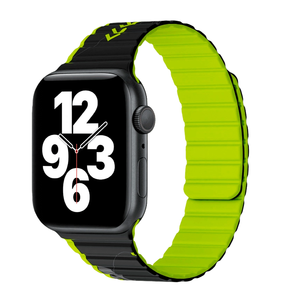 Ремінець Wiwu для Apple Watch 42/44/45/49mm Smart Magnetic silicone watch band Black-Green