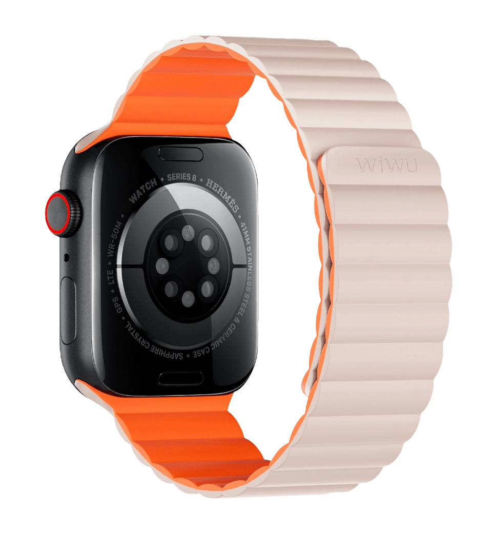 Ремінець Wiwu для Apple Watch 42/44/45/49mm Magnetic silicone watch band Starlight-Orange
