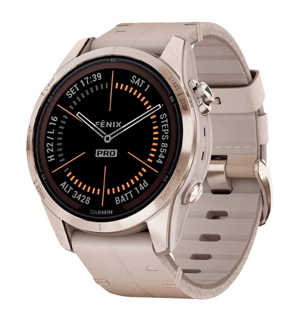 Смарт-годинник Garmin Fenix 7S Pro Sapphire Solar Soft Gold w. Limestone L. Band (010-02776-30)