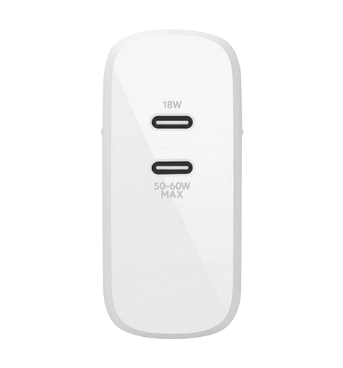 Адаптер Belkin GAN (50+18W) Dual USB-С, white (WCH003VFWH) — фото 2