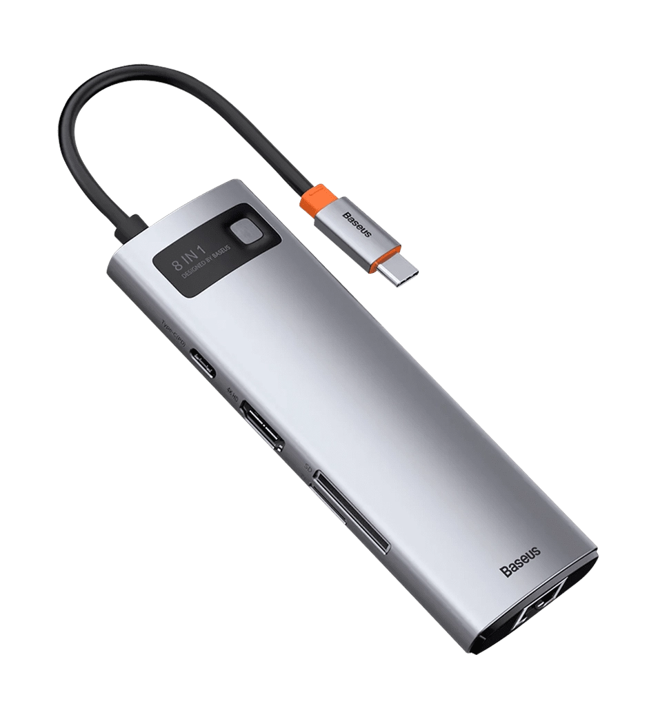 Хаб Baseus Multifunctional Metal Gleam 8- in-1 Type-C (Gray) (CAHUB-CV0G)