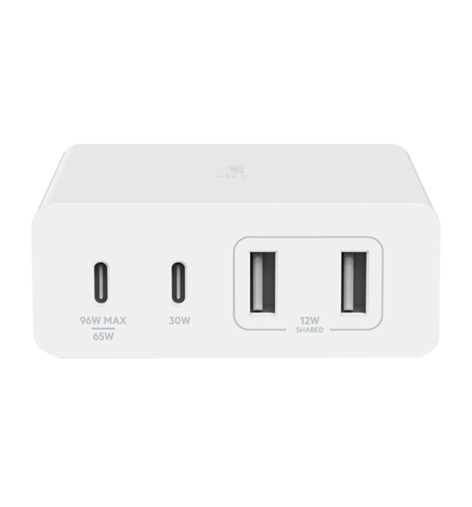 Зарядний пристрій мережевий Belkin 108Вт 2хUSB-С GAN PD PPS/2хUSB-A, White (WCH010VFWH)
