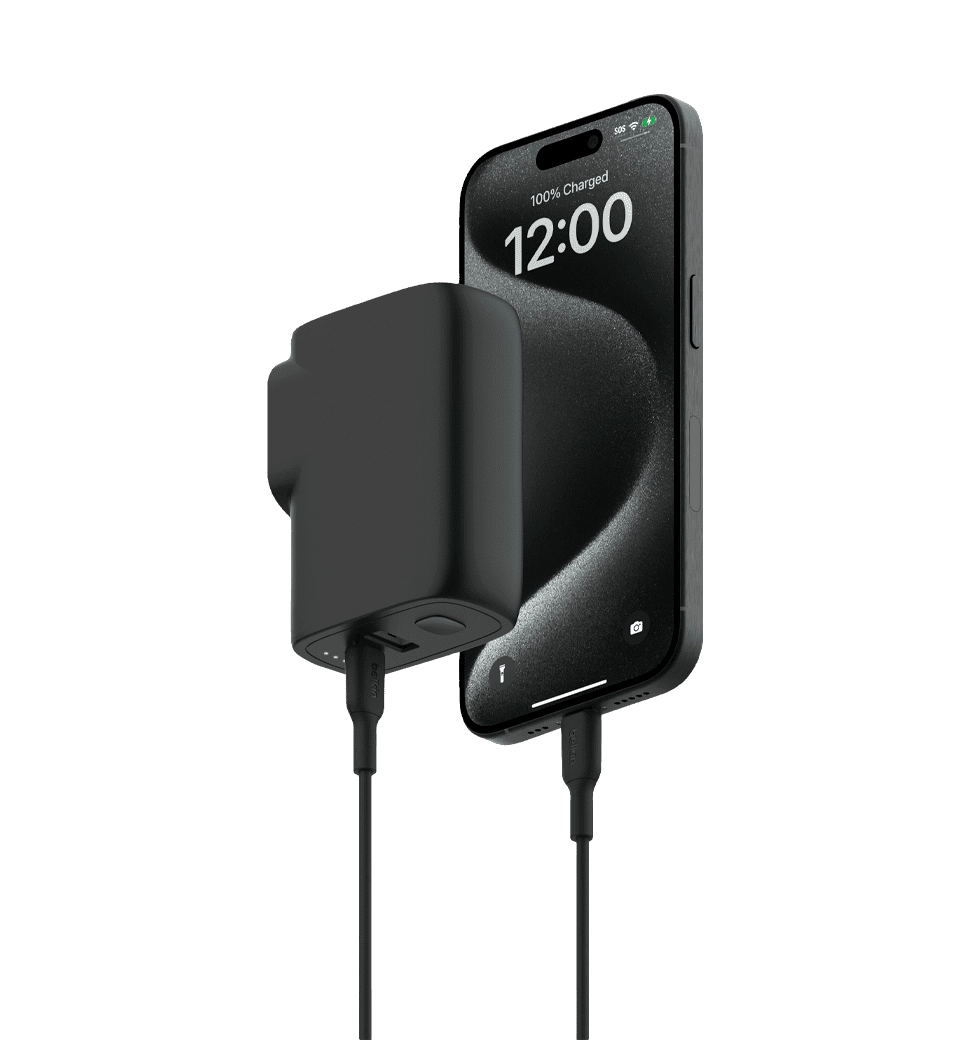 Адаптер Belkin 25Вт USB-С PD, PowerBank 5000мА·год, кабель USB-C > USB-C, 1м, Black(BPZ003BT1MBK-B6)