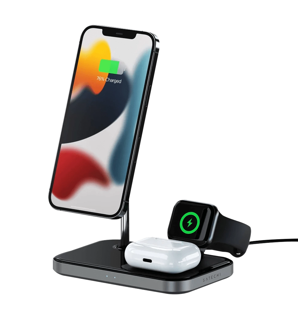 Satechi Aluminum 3 in 1 Magnetic Wireless Charging Stand Space Gray (ST-WMCS3M)