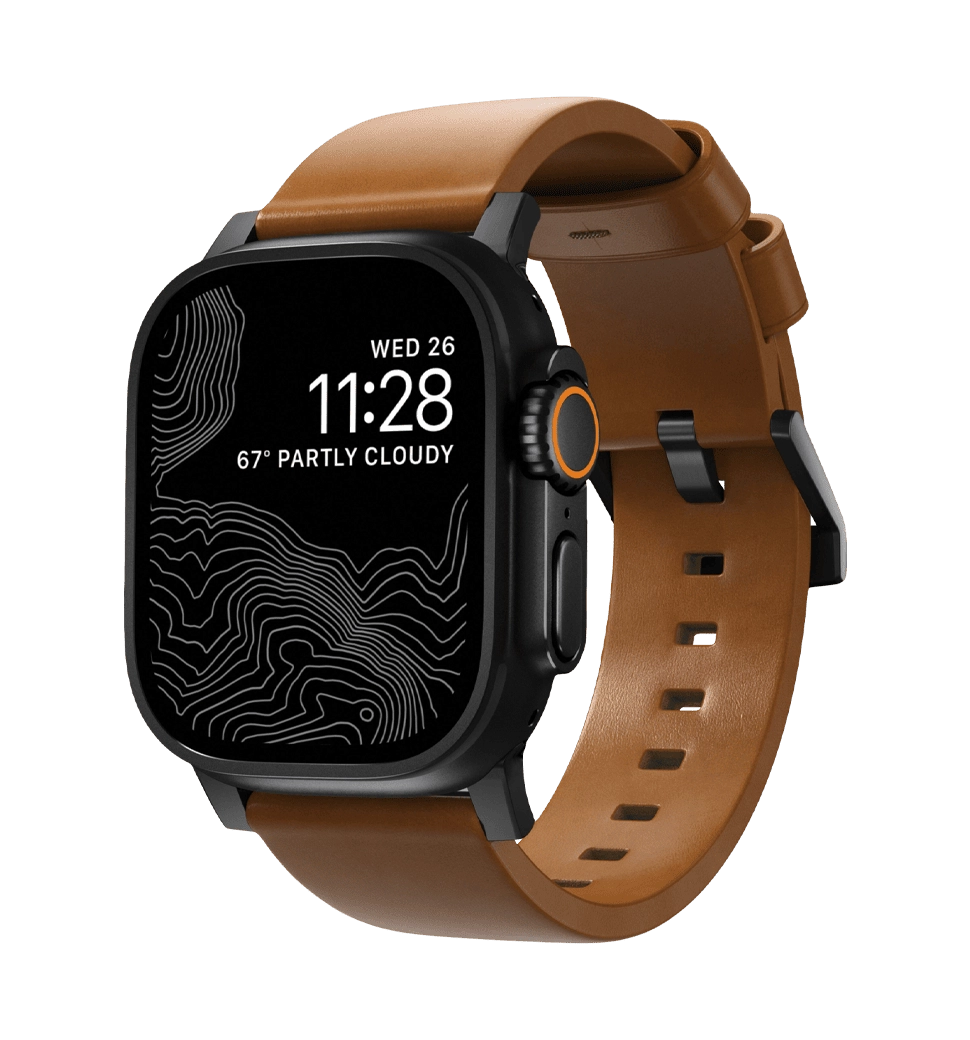 Ремінець Nomad Modern Leather Black Hardware English Tan 46mm/49mm (NM01804185)