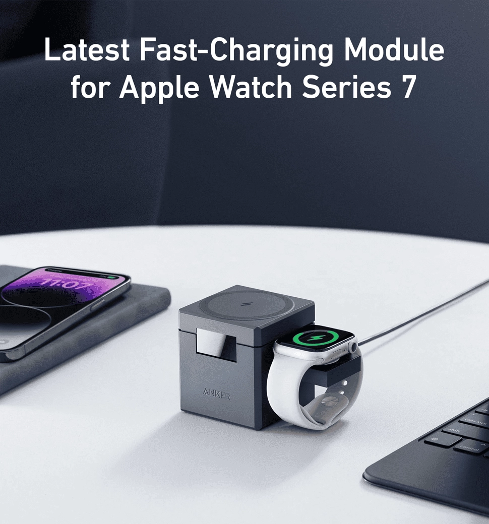 Бездротова зарядна станція ANKER MagGo Wireless Charging Station 15W 3-in-1 Cube (Чорний)