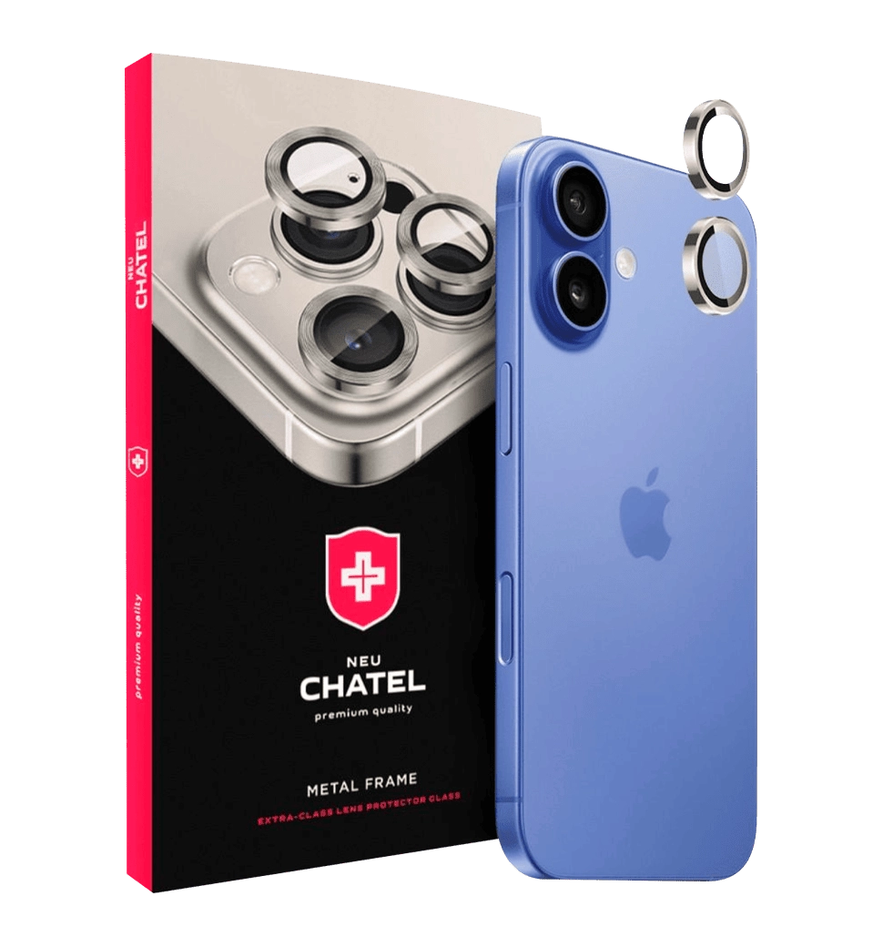 Линза на камеру +NEU Chatel Metal Frame Lens Protector Glass for iPhone 16/16 Plus Blue