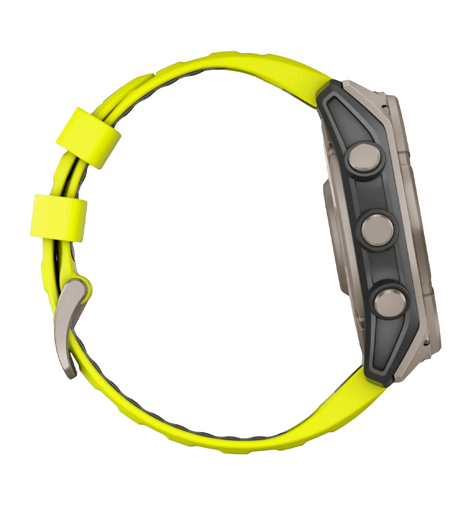 Спортивний годинник Garmin Fenix 8 51mm Solar Sapphire Titanium w. Amp Yellow/Graphite Silicone Band (010-02907-20/21)