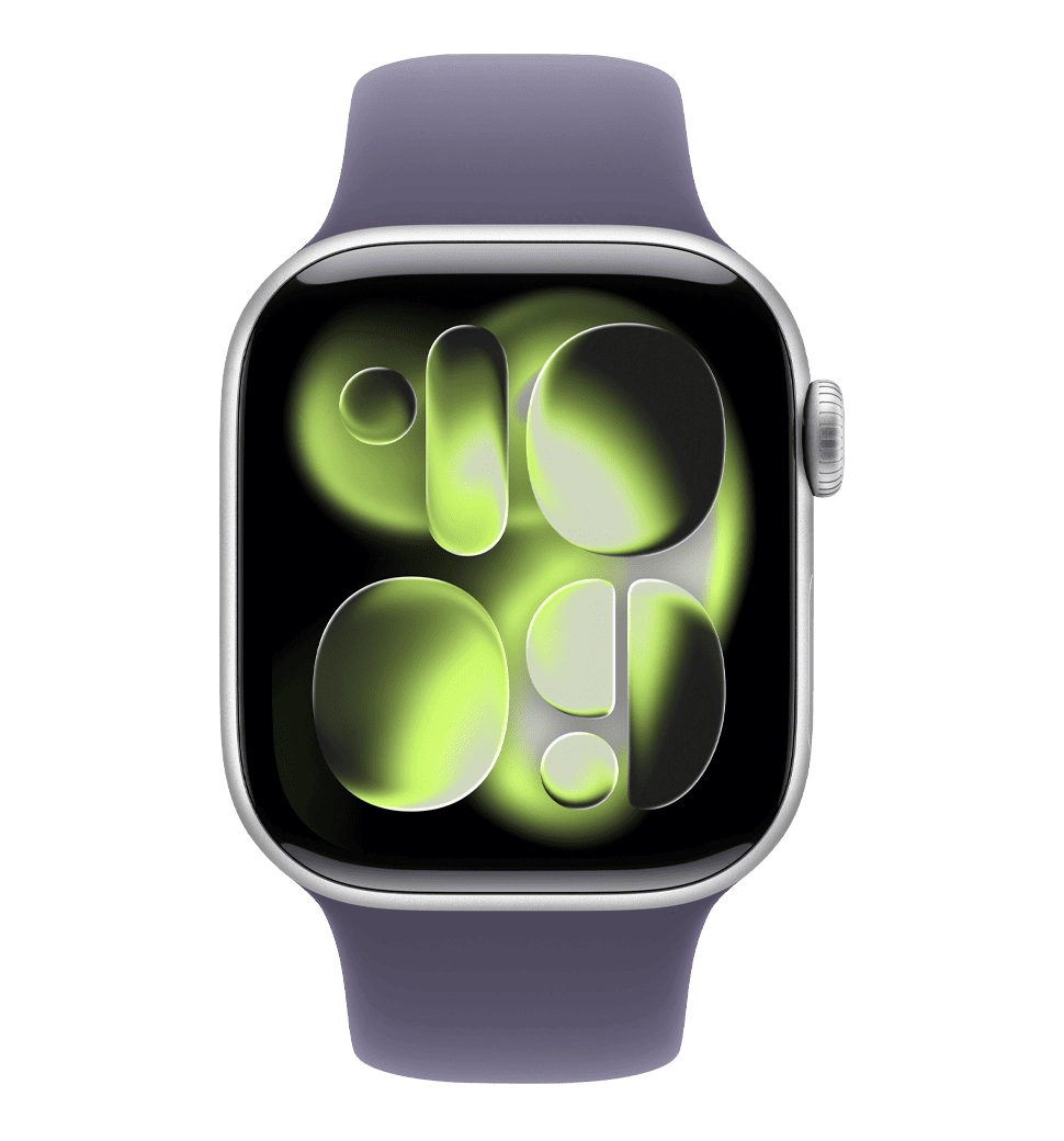 Apple Watch Series 11 GPS 42mm Silver Aluminium Case with Purple Fog Sport Band - S/M (MEU64)