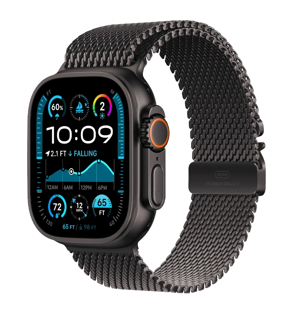 Apple Watch Ultra 2 49mm GPS + LTE Black Titanium Case with Black Titanium Milanese Loop Large (MX5V3)