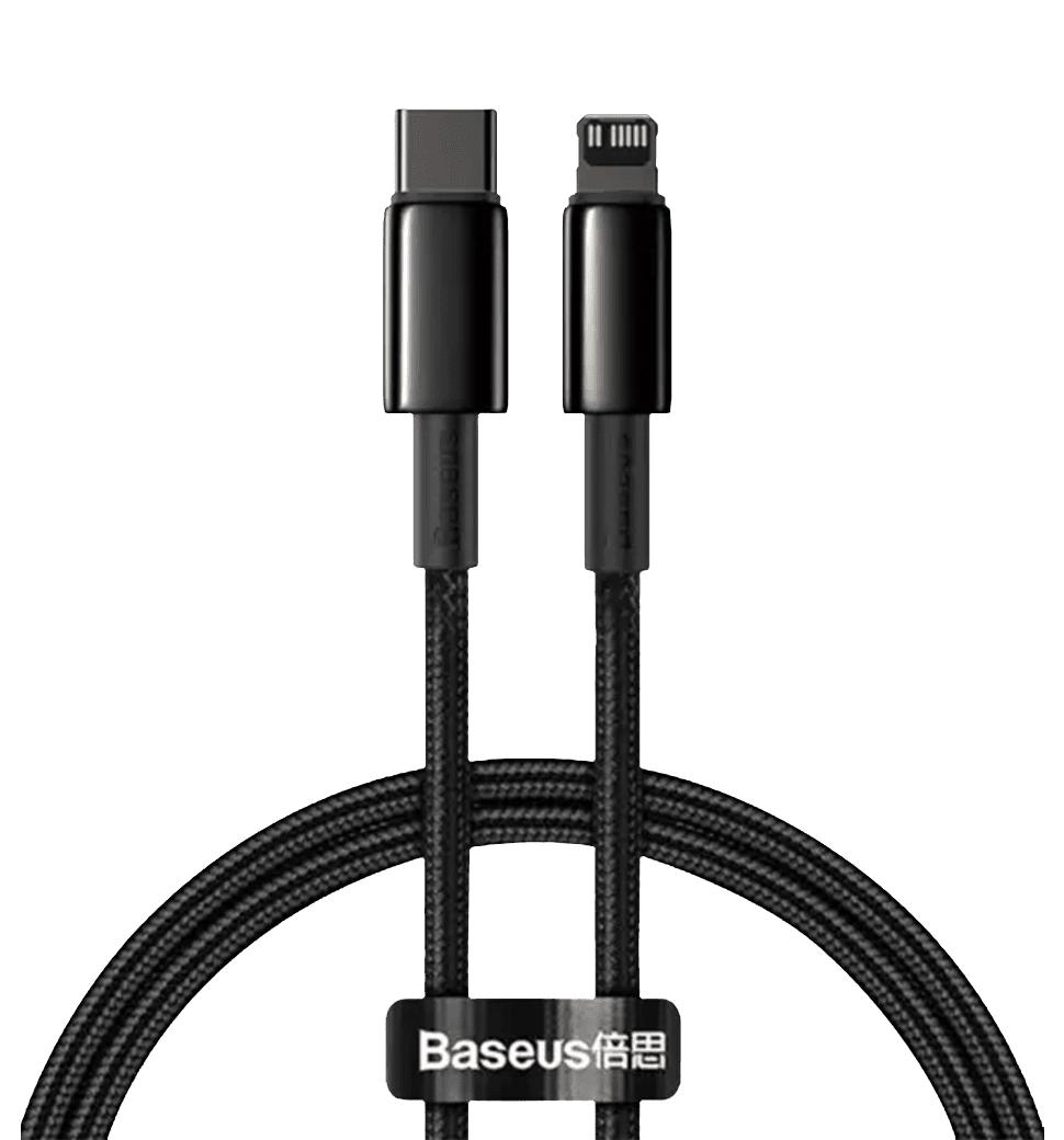 Кабель Baseus Tungsten Gold Type-C to Lightning PD 20W (1m) (black)(CATLWJ-01)