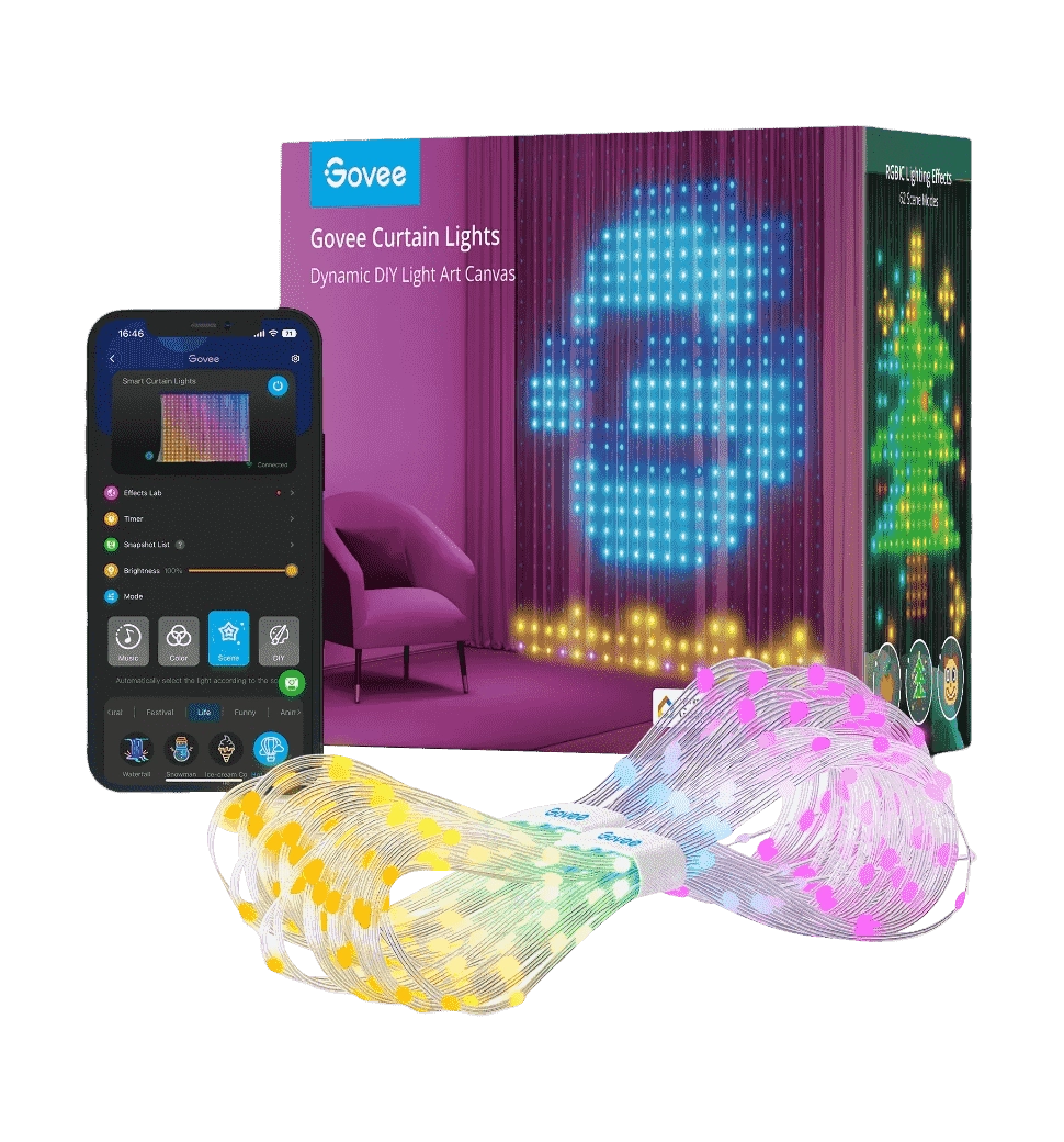 Гірлянда Smart LED Govee H70B1 Curtain Light RGB, 520 LEDs, RGBIC, IP65/IP44, 10м, кабель прозорий