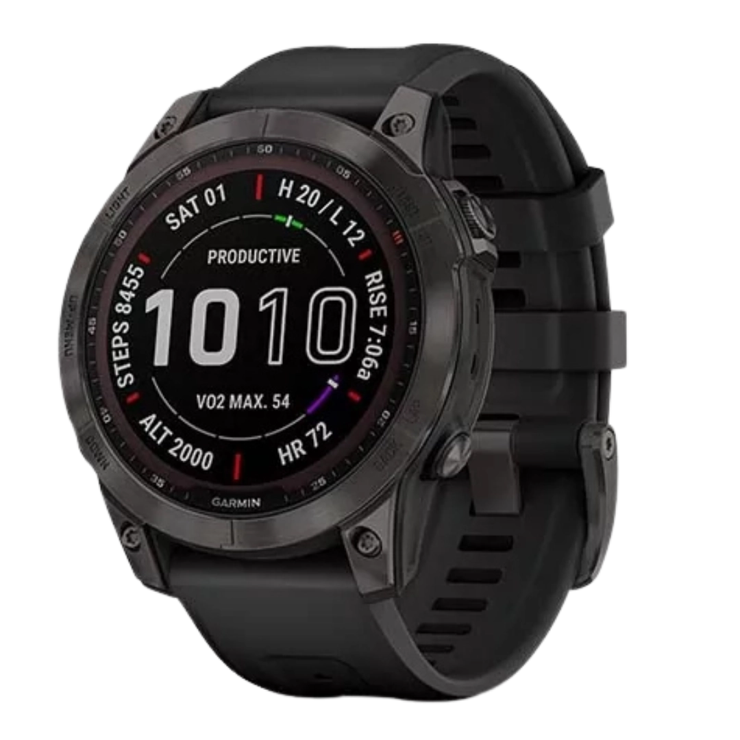 Garmin Fenix 7 Sapphire Solar Carbon Gray DLC Titanium with Black Band  (010-02540-20/21)