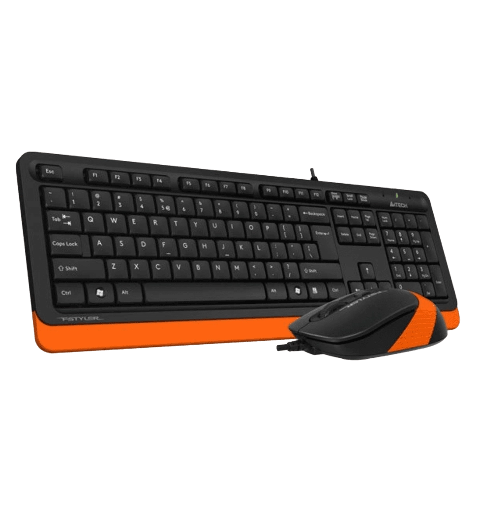 A4Tech Fstyler F1010, комплект дротовий клавіатура з мишою, USB, чорний+помаранчевий колір