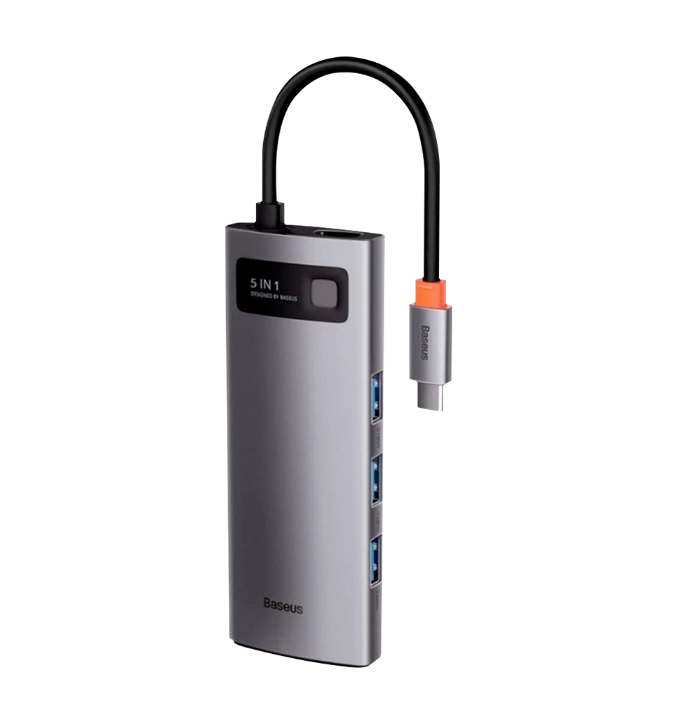 Хаб Baseus Multifunctional Metal Gleam 5- in-1 Type-C (Gray) (CAHUB-CX0G)
