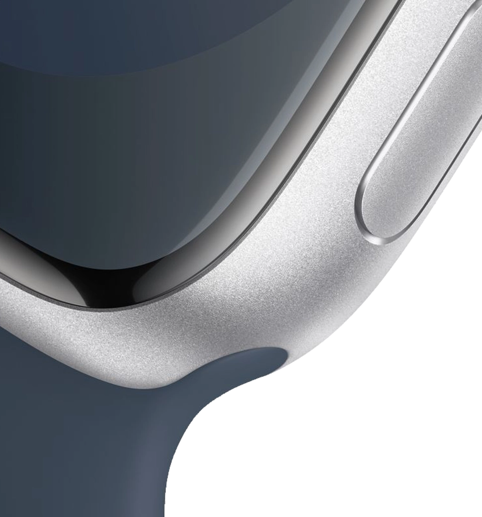 Apple Watch Series 9 41mm Silver Aluminum Case with Storm Blue Sport Band S/M (MR903)