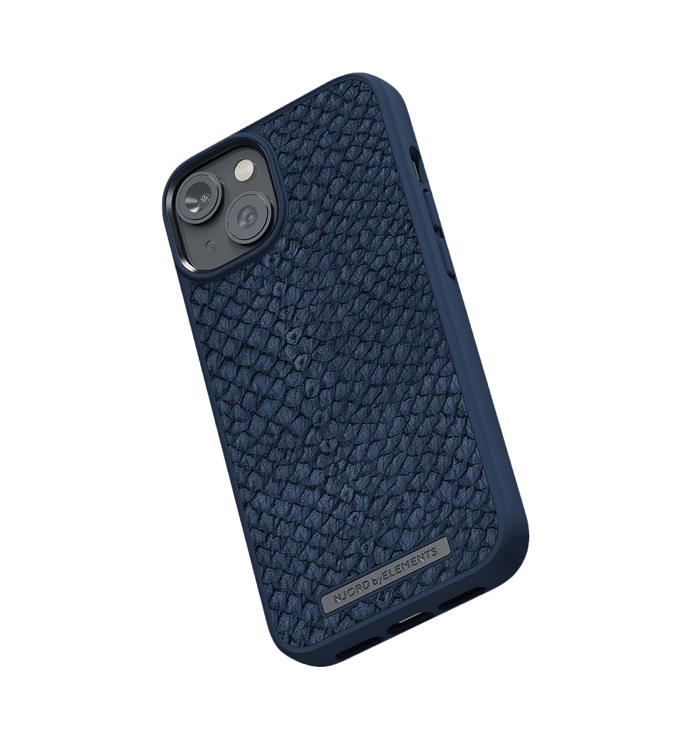 Чехол Njord Salmon Leather MagSafe Case Blue для iPhone 14 Plus (NA42SL01)