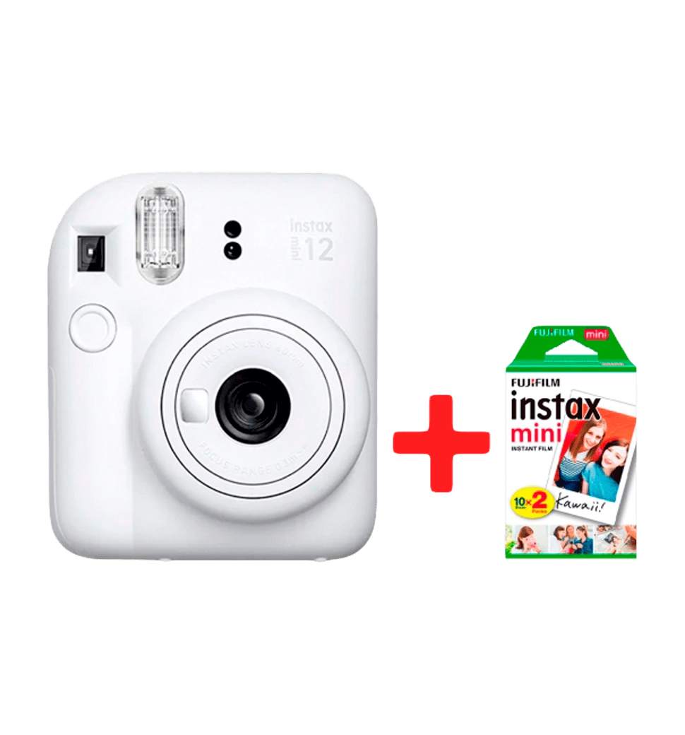 Фотокамера миттєвого друку Fujifilm Instax Mini 12 Clay White Mega Set (Альбом+фотопапір)